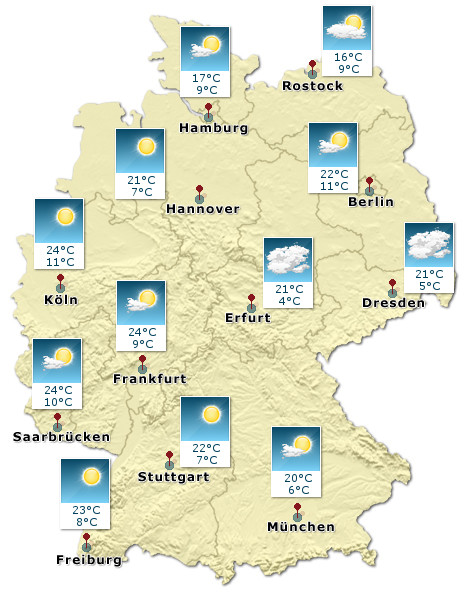 Deutschland - Wetterkarte - Heute