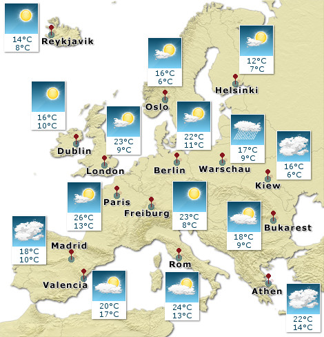 Europa - Wetterkarte - bermorgen